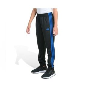 Adidas Boys Tricot Joggers in Black with Royal Blue Stripes | Size: L 14/16